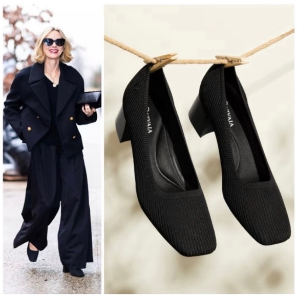 VIVAIA Square Toe Chunky Heels Melody Pro Black Size 42 US 10.5 Minimalist Work - Picture 2 of 14